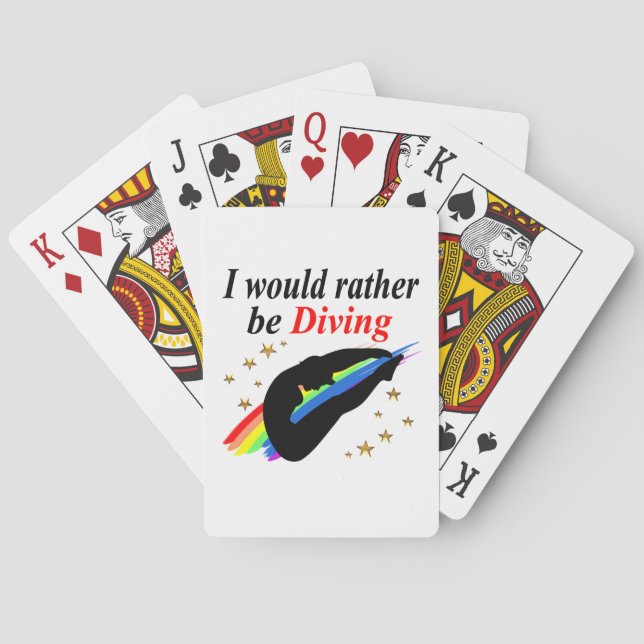 I WOULD RATHER BE DIVING DIVER GIRL DESIGN PLAYING CARDS (Back)