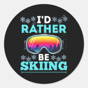 I Would Rather Be Skiing Vintage Ski Lover Winter Classic Round Sticker