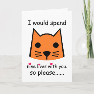 I Would Spend 9 Lives With You Valentine's Day Cat Card