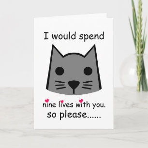I Would Spend 9 Lives With You Valentine's Day Cat Card