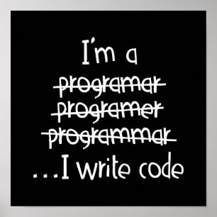 I Write Code Programmer Humour Typography Graphic Poster