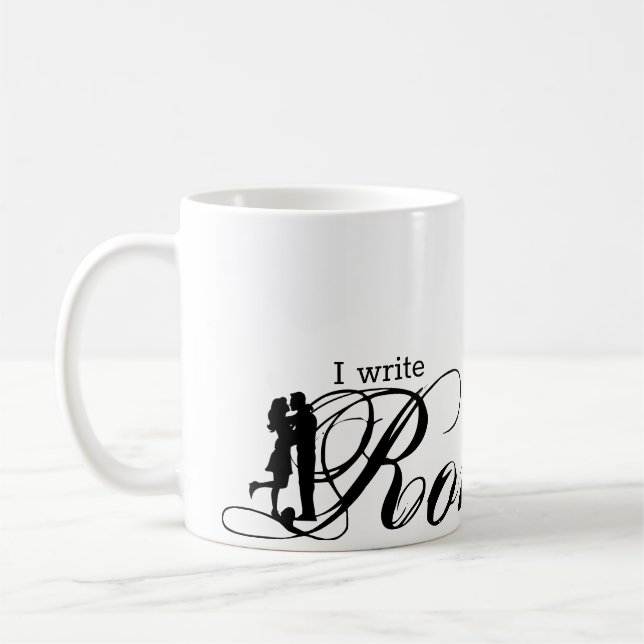 I write romance, kissing coffee mug (Left)