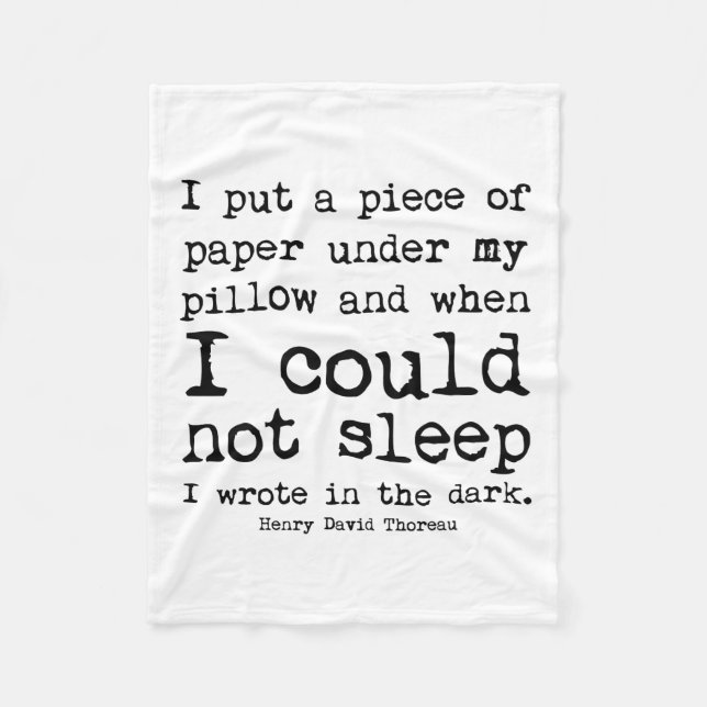 I Wrote in the Dark Thoreau Quote Fleece Blanket (Front)