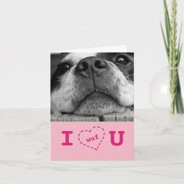 I Wuf You Doggie Valentine Holiday Card (Front)