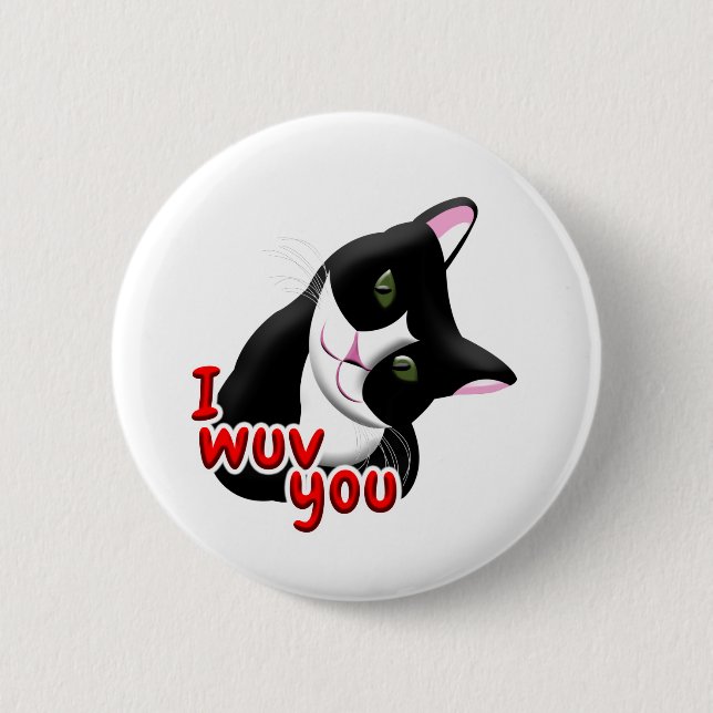 I wuv you Cat 6 Cm Round Badge (Front)