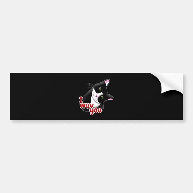 I wuv you Cat Bumper Sticker (Front)