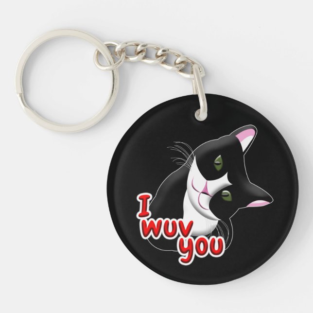 I wuv you Cat Key Ring (Front)