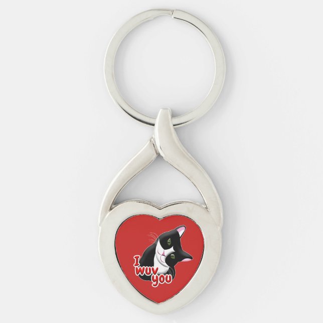 I wuv you Cat Key Ring (Front)