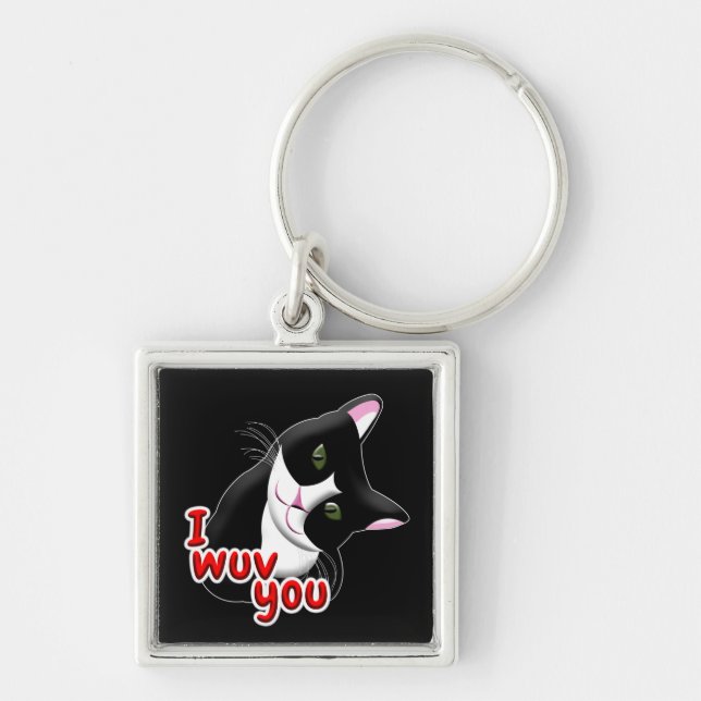 I wuv you Cat Key Ring (Front)