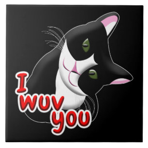 I wuv you Cat Tile