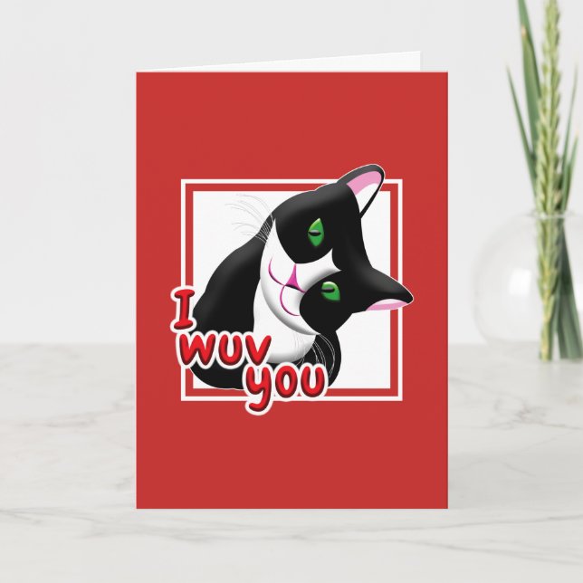 I Wuv You Valentine's Day Cat Holiday Card (Front)