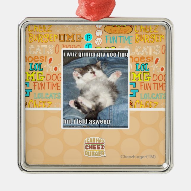 I wuz gunna giv yoo hug metal tree decoration (Front)