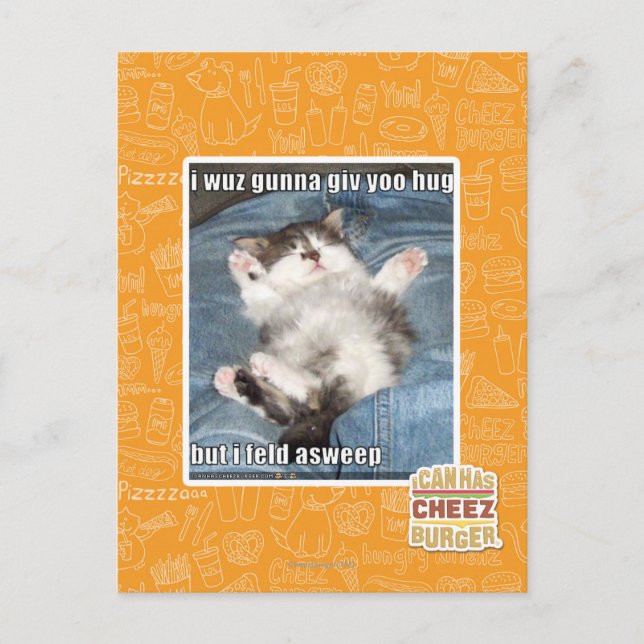 I wuz gunna giv yoo hug postcard (Front)