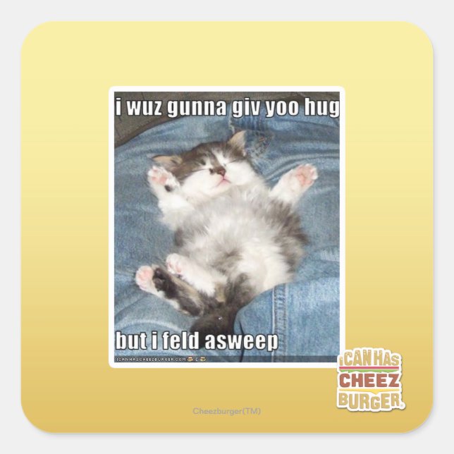 I wuz gunna giv yoo hug square sticker (Front)