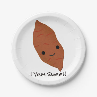 I Yam Sweet Cute kawaii Sweet Potato Paper Plate