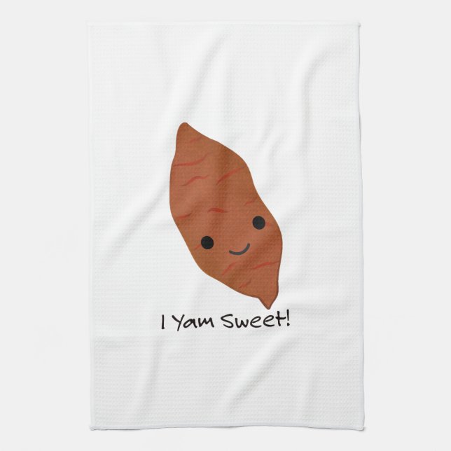I Yam Sweet Cute kawaii Sweet Potato Tea Towel (Vertical)