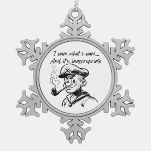 I Yam What I Yam And Inappropriate Classic Sloth D Snowflake Pewter Christmas Ornament