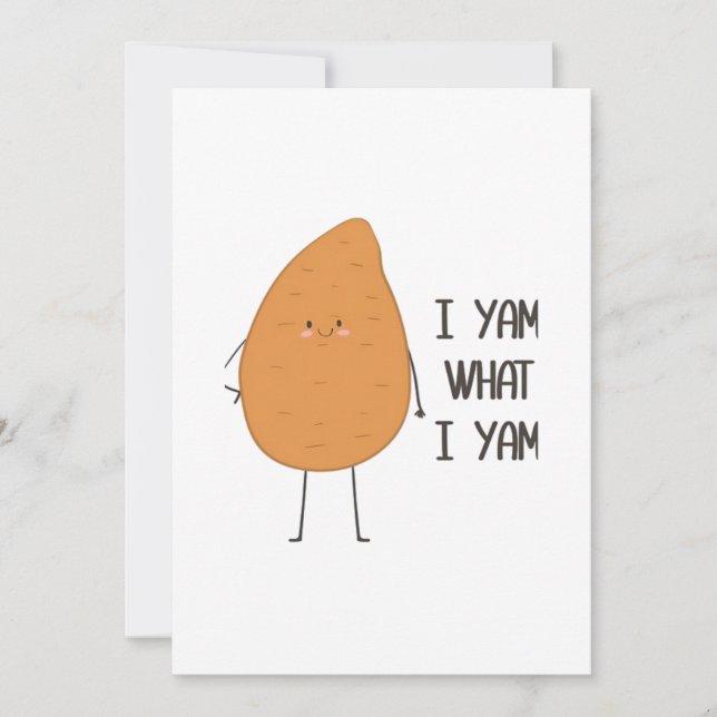 I Yam What I Yam! Awesome Yam Vegetable Pun Holiday Card (Front)