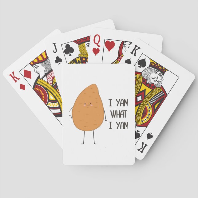 I Yam What I Yam! Awesome Yam Vegetable Pun Playing Cards (Back)