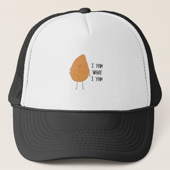 I Yam What I Yam! Awesome Yam Vegetable Pun Trucker Hat (Front)