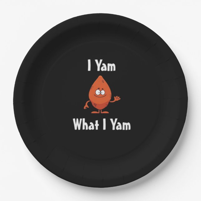 I Yam What I Yam Basic Design For Thanksgiving Paper Plate (Front)