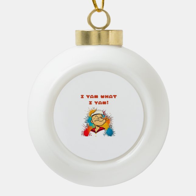 I Yam What I Yam Classic Sloth Trendy Ceramic Ball Christmas Ornament (Front)