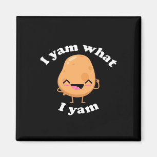 I Yam What I Yam, Cute Vegetarian Thanksgiving Pot Magnet