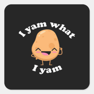 I Yam What I Yam, Cute Vegetarian Thanksgiving Pot Square Sticker