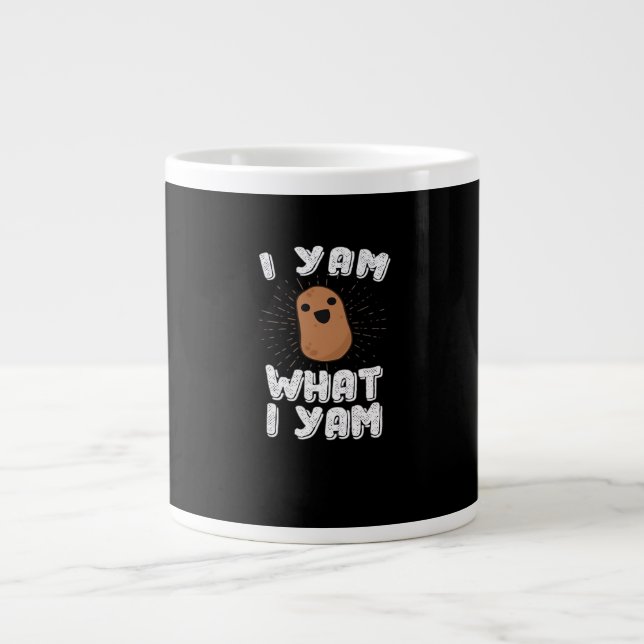 I Yam What I Yam Funny Potato Pun Thanksgiving Large Coffee Mug (Front)