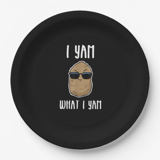 I Yam What I Yam Funny Yam Sweetpotato Paper Plate (Front)