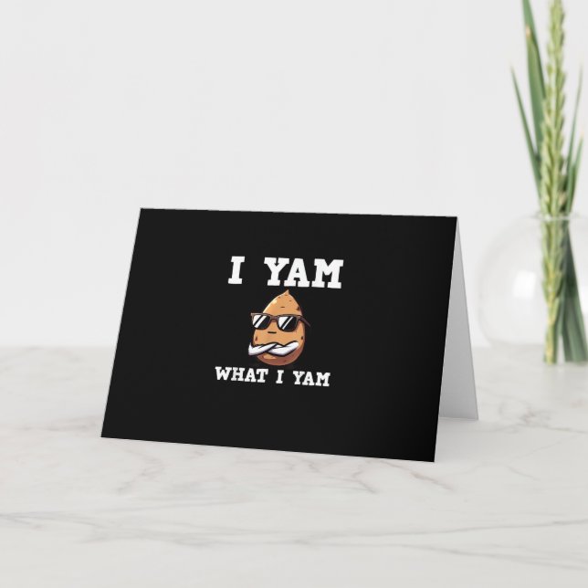 I Yam What I Yam Humourous V-Neck Card (Front)