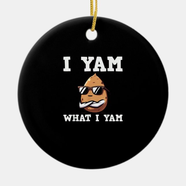 I Yam What I Yam Humourous V-Neck Ceramic Ornament (Front)
