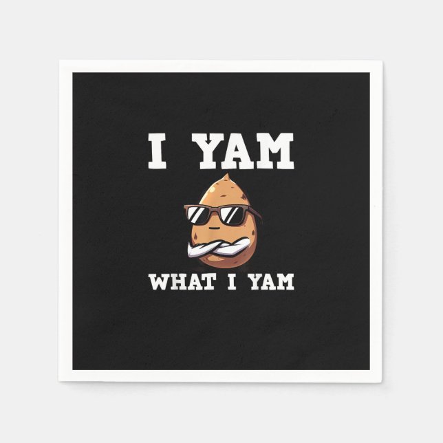 I Yam What I Yam Humourous V-Neck Napkin (Front)