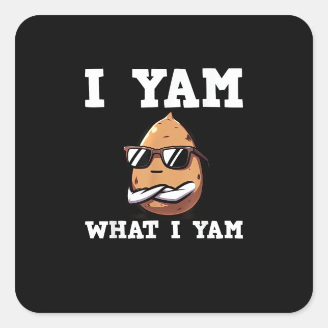 I Yam What I Yam Humourous V-Neck Square Sticker (Front)