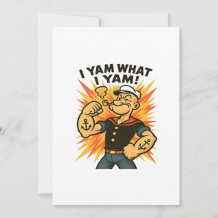 I Yam What I Yam Popeye Cartoon Quote Classic Holiday Card