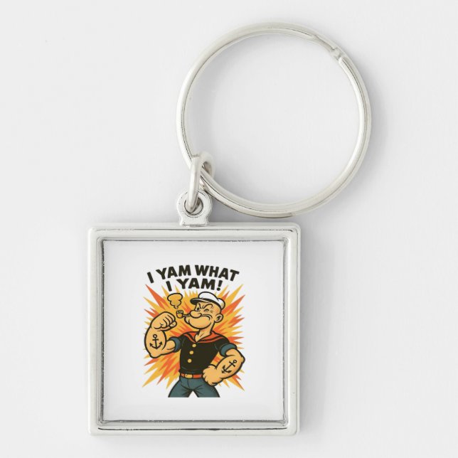I Yam What I Yam Popeye Cartoon Quote Classic Key Ring (Front)