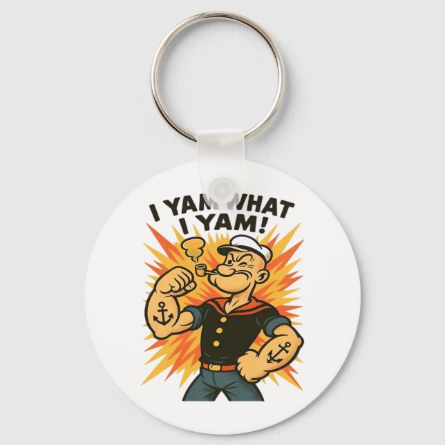 I Yam What I Yam Popeye Cartoon Quote Classic Key Ring (Front)