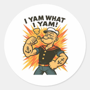 I Yam What I Yam Popeye Cartoon Quote Classic Round Sticker