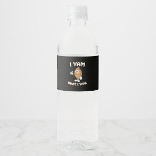 I Yam What I Yam Shirt Funny Thanksgiving Food Pun Water Bottle Label