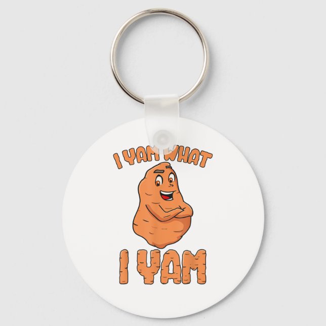 I Yam What I Yam Sweet Potato Funny Thanksgiving Key Ring (Front)