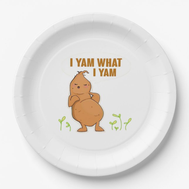 I Yam What I Yam Trendy Basic Paper Plate (Front)