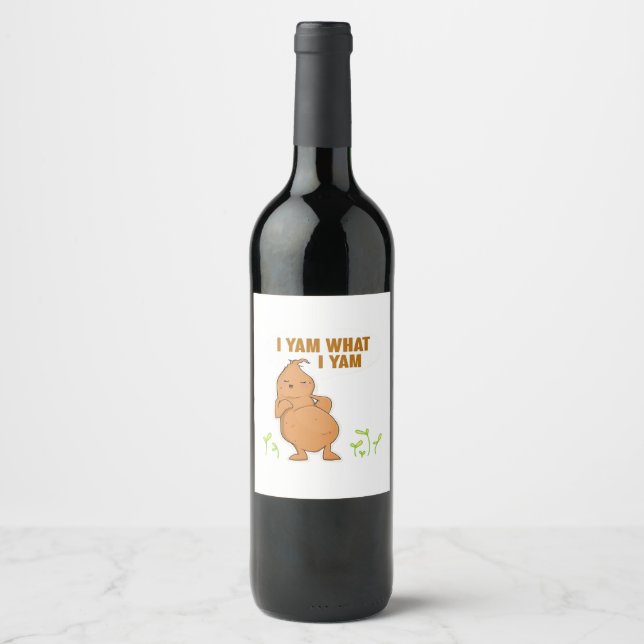 I Yam What I Yam Trendy Basic Wine Label (Front)