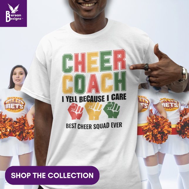 I Yell Because I Care CHEER COACH Funny Custom T-Shirt (Image of CHEER COACH I Yell Because I Care funny shirt for your favorite cheerleading boss. )