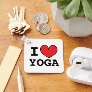 I ❤ YOGA custom keychain gift with red heart