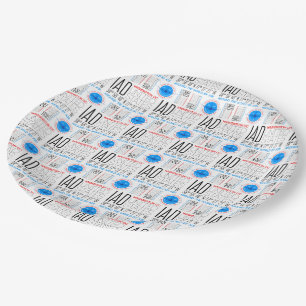 IAD, Washington DC Travel The World By Air Pattern Paper Plate
