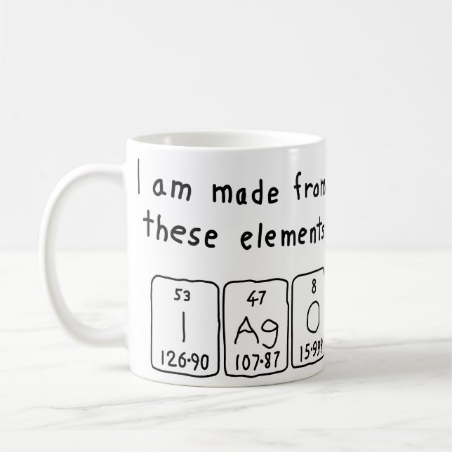 Iago periodic table name mug (Left)