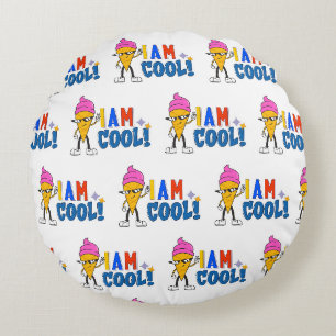 Iam cool ice cream round cushion