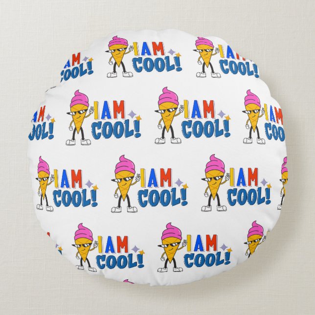 Iam cool ice cream round cushion (Front)