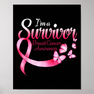 I'am Survivor Breast Cancer Awareness With Pink Ri Poster