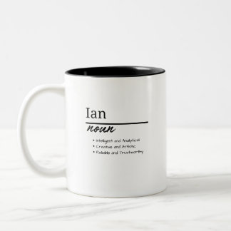 Ian, Boy Personalised Name Definition  Two-Tone Coffee Mug